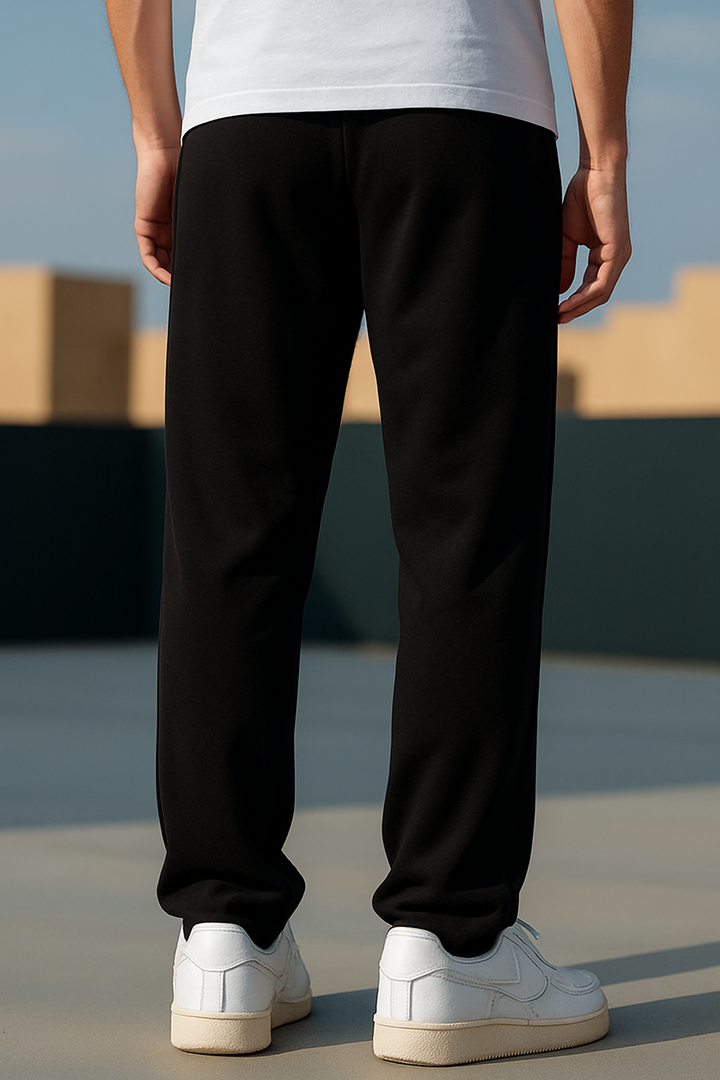 Black Cotton Unisex Straight Fit Jogger Pants