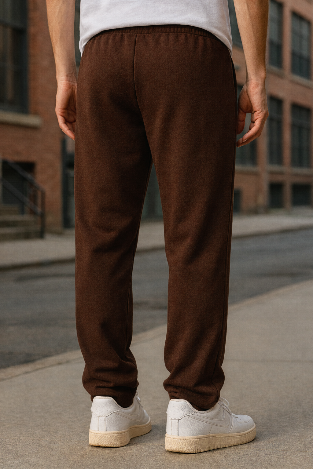 Brown Cotton Unisex Straight Fit Jogger Pants