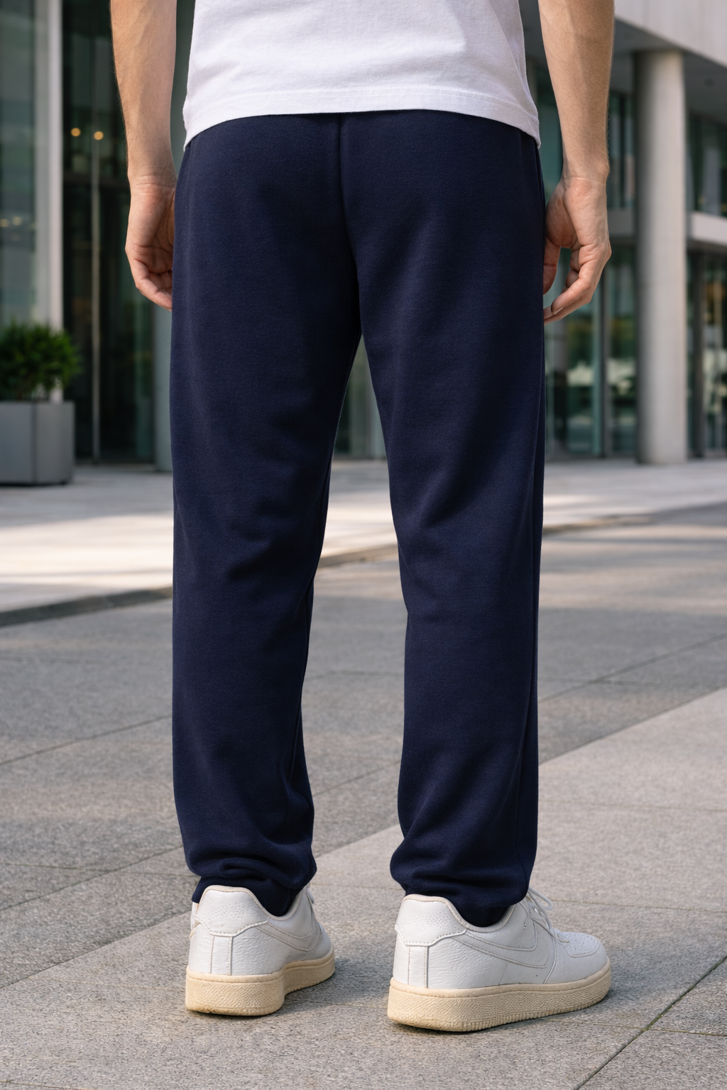 Navy Blue Cotton Unisex Straight Fit Jogger Pants