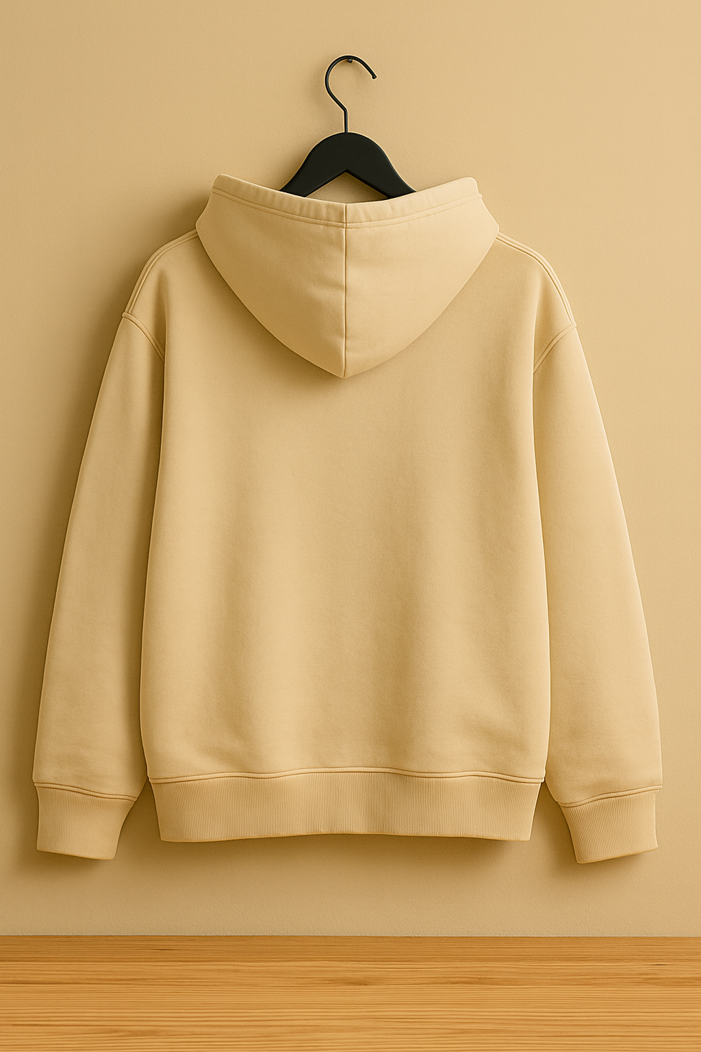 Cream Plain Cotton Hoodie For Unisex - 350GSM Anti-Fade Fabric