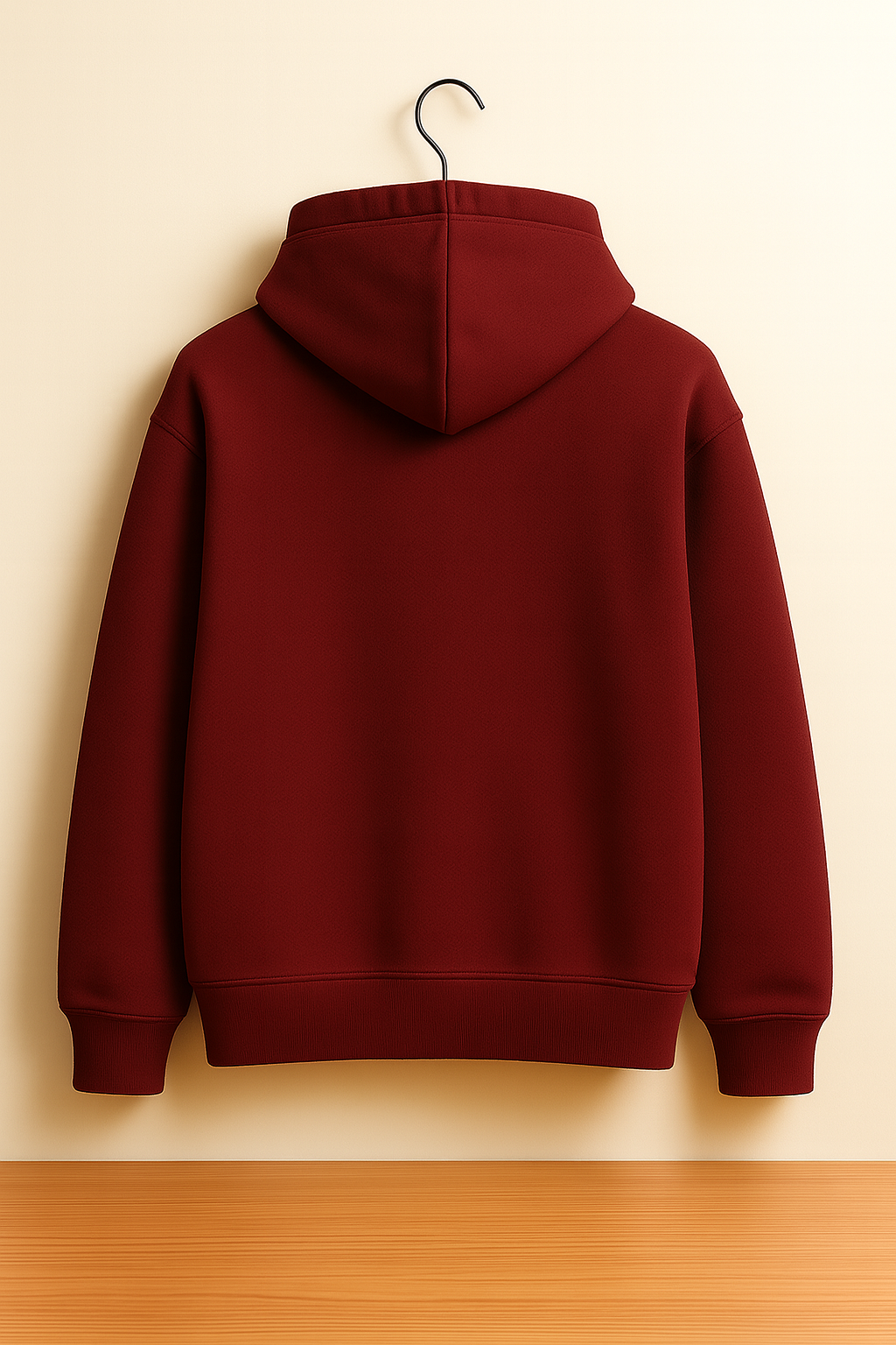 Maroon Plain Cotton Hoodie For Unisex - 350GSM Anti-Fade Fabric