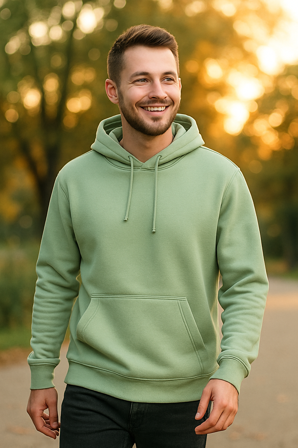 Sage Green Plain Cotton Hoodie For Unisex - 350GSM Anti-Fade Fabric