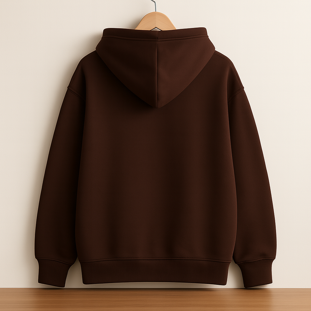 Brown Cotton Unisex Hoodie - 350GSM Anti-Fade Fabric