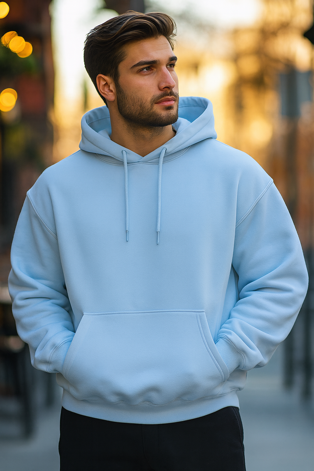 Sky Blue Cotton Unisex Hoodie - 350GSM Anti-Fade Fabric