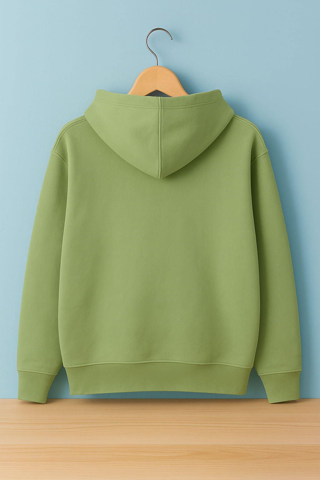 Sage Green Plain Cotton Hoodie For Unisex - 350GSM Anti-Fade Fabric