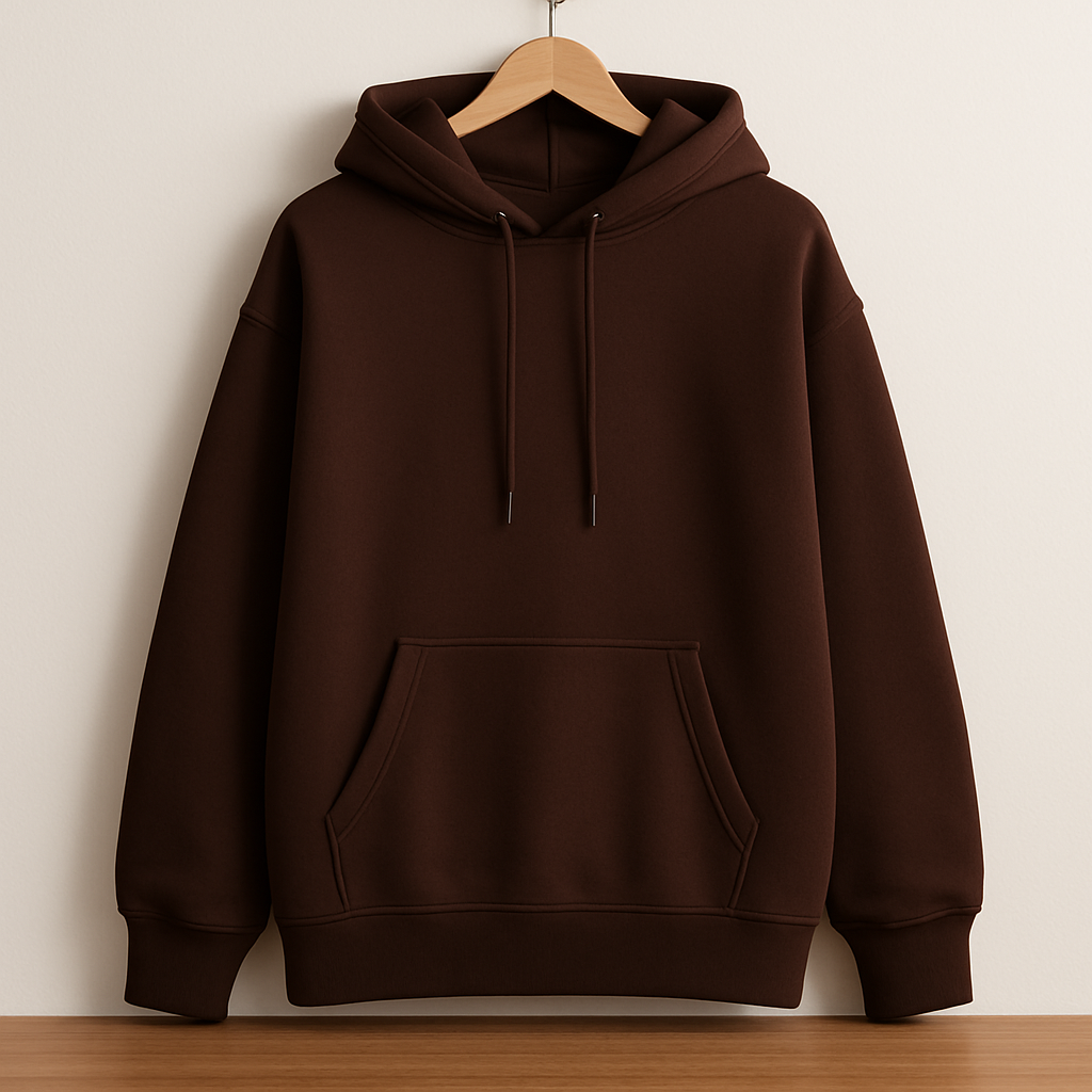 Brown Cotton Unisex Hoodie - 350GSM Anti-Fade Fabric