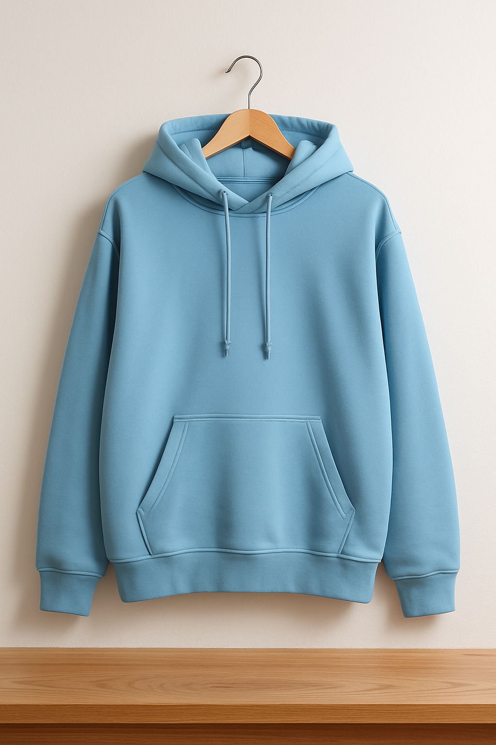 Sky Blue Cotton Unisex Hoodie - 350GSM Anti-Fade Fabric