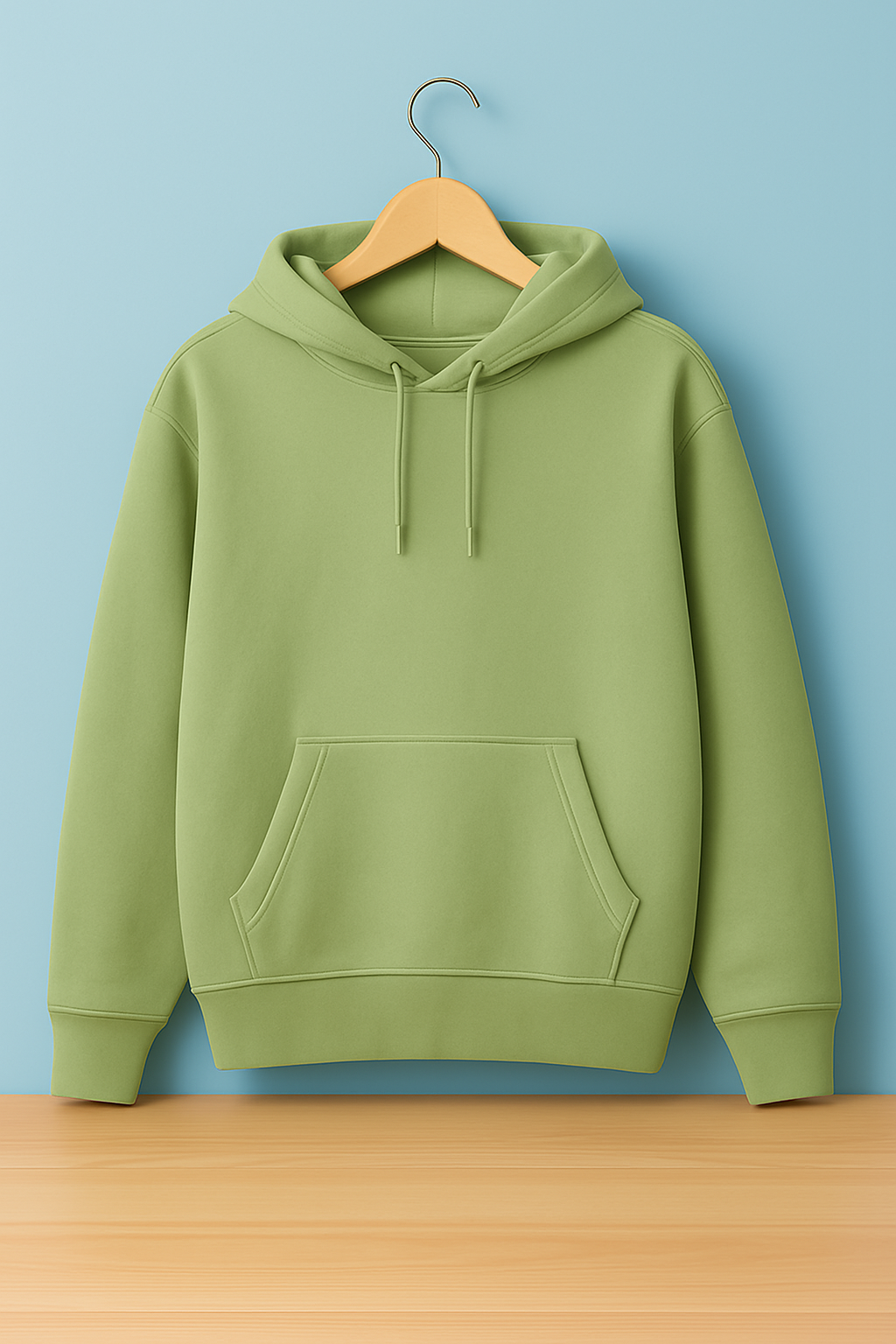 Sage Green Plain Cotton Hoodie For Unisex - 350GSM Anti-Fade Fabric